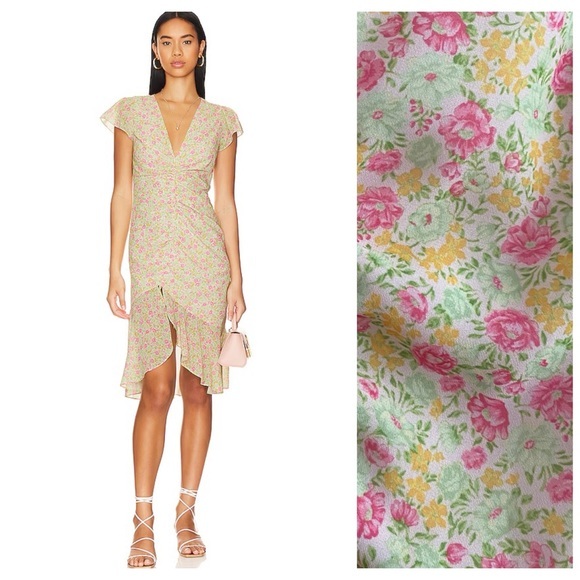 MAJORELLE Dresses & Skirts - REVOLVE Majorelle Elaine Midi Dress Floral Pink Lemonade Multi XS